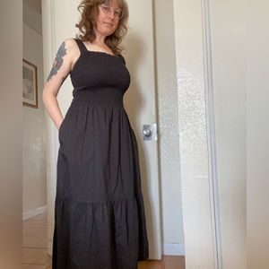 Black Everlane Smocked Nap Dress midi dress